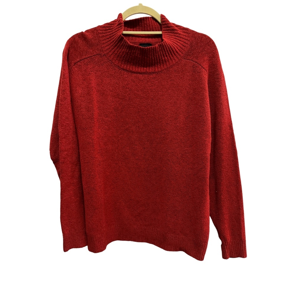 Bobeau - Red, Loose Fitting Turtleneck, Raglan Sleeves Sweater - Size L